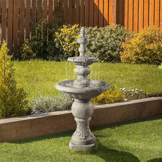 Teamson Home Waterfontein - Steen effect waterornament voor de tuin - 2 lagen - 133cm