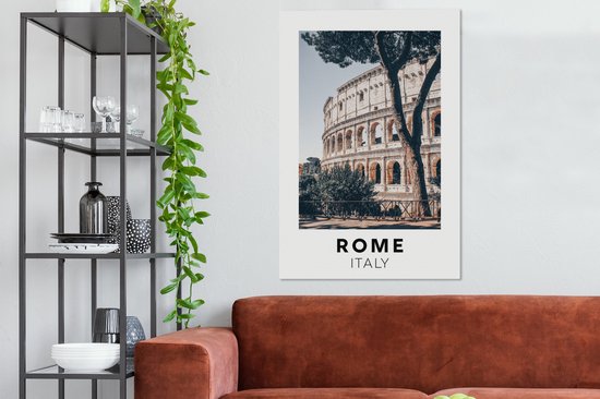 Toile Peinture Rome - Italie - Colisée - 80x120 cm - Décoration murale