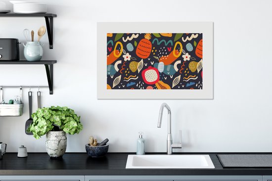 Tableau Sur Toile - Motif Ananas Tropicaux Noir Et Blanc - Toile Tendue Sur Châssis Bois - Neuf