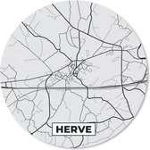 Muismat - Mousepad - Rond - Zwart Wit – België – Plattegrond – Stadskaart – Kaart – Herve - 50x50 cm - Ronde muismat