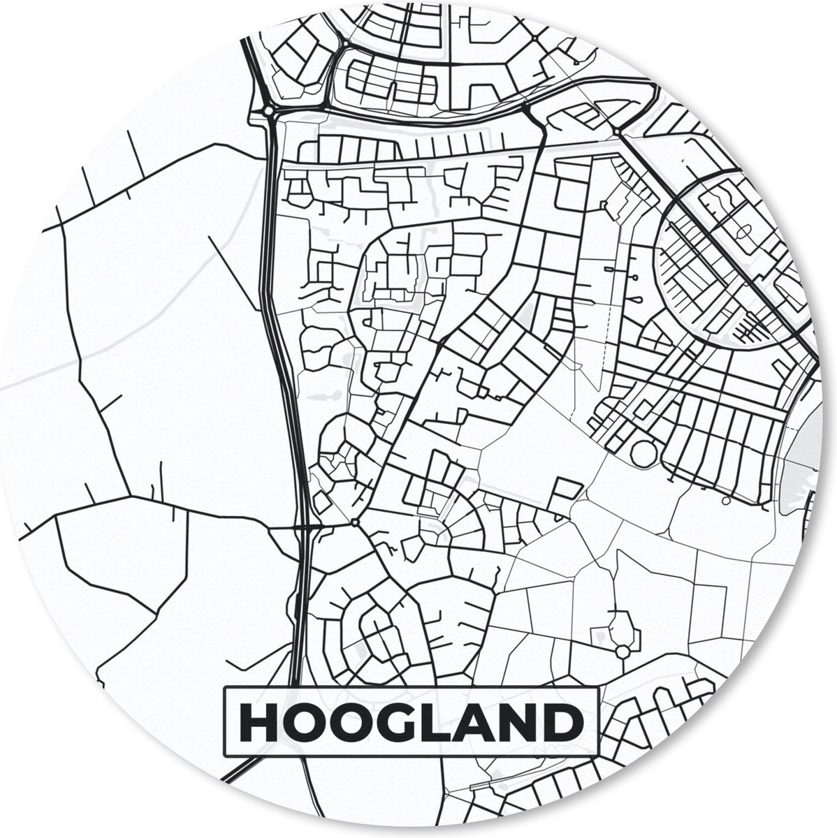 Muismat rond 30x30 cm - Mousepad Kaart - Hoogland - Plattegrond - Stadskaart - Ronde muismatten - Stadskaart