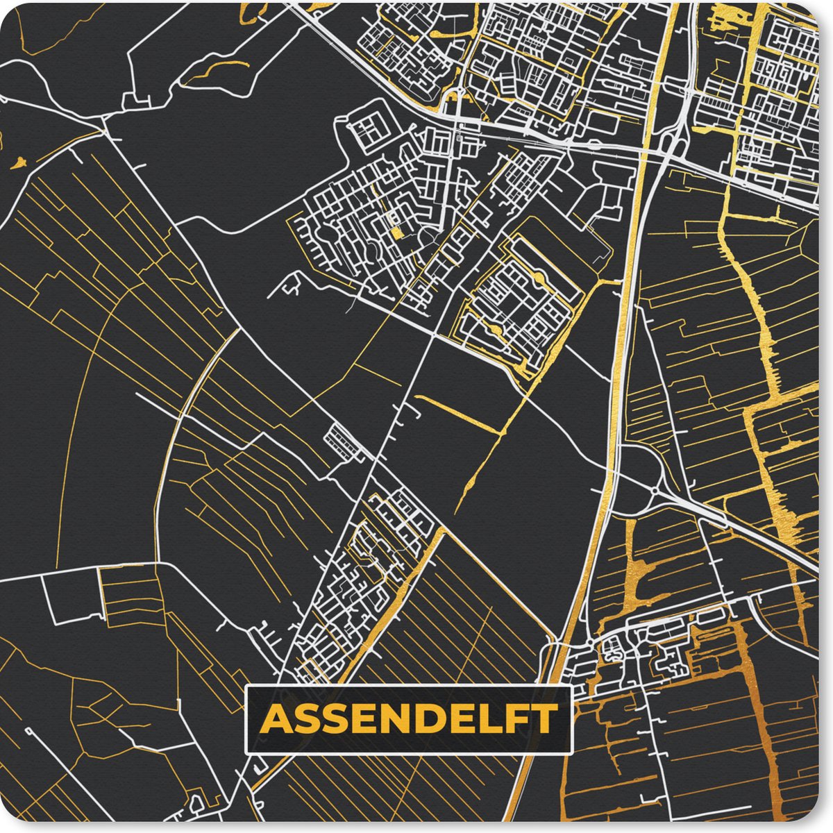Muismat 20x20 cm - Mousepad Plattegrond - Assendelft - Stadskaart - Kaart - Muismatten - Stadskaart