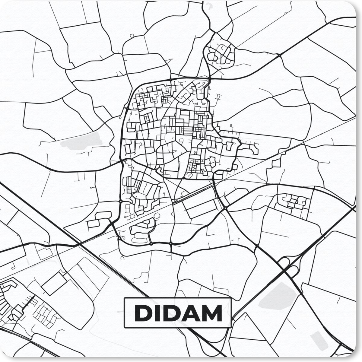 Muismat 20x20 cm - Mousepad Plattegrond - Didam - Stadskaart - Kaart - Muismatten - Stadskaart