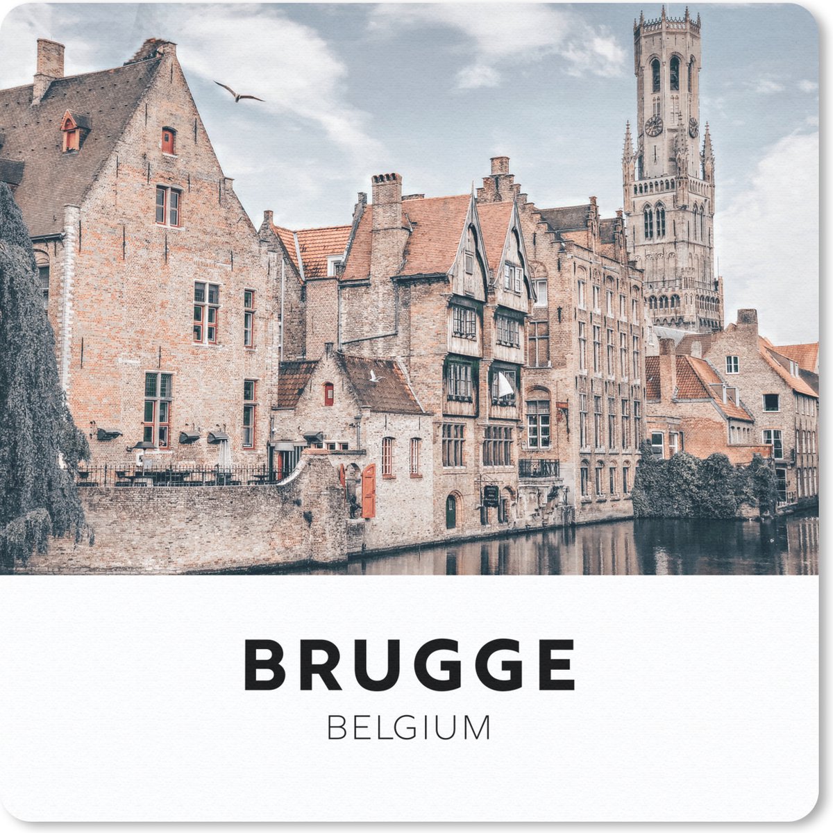 Muismat 30x30 cm - Mousepad Brugge - België - Huizen - Muismatten
