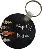 Sleutelhanger - Quotes - Spreuken - Keuken - Papa's keuken - Papa - Plastic - Rond - Uitdeelcadeautjes