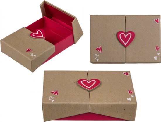 Boîte surprise de Luxe de couleur naturelle avec cœur - Boîte cadeau - 12 x  8 cm | bol