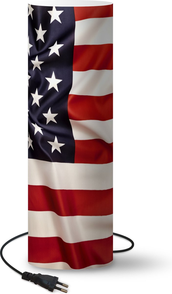 Lamp - Nachtlampje - Tafellamp slaapkamer - Close-up van de Amerikaanse vlag - 50 cm hoog - Ø15.9 cm - Inclusief LED lamp