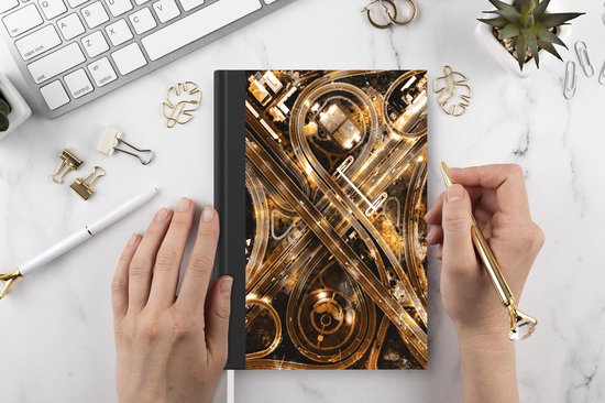 Carnet - Carnet d'écriture - Or - Autoroute - Villes - Carnet - Format A5 - Bloc-notes