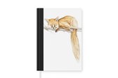 Notitieboek - Schrijfboek - Vos - Tak - Waterverf - Notitieboekje klein - A5 formaat - Schrijfblok