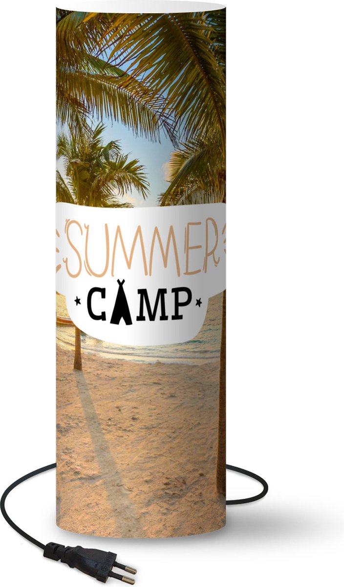 Lamp - Nachtlampje - Tafellamp slaapkamer - Zomer - Palmboom - Strand - Quotes - 60 cm hoog - Ø19.1 cm - Inclusief LED lamp