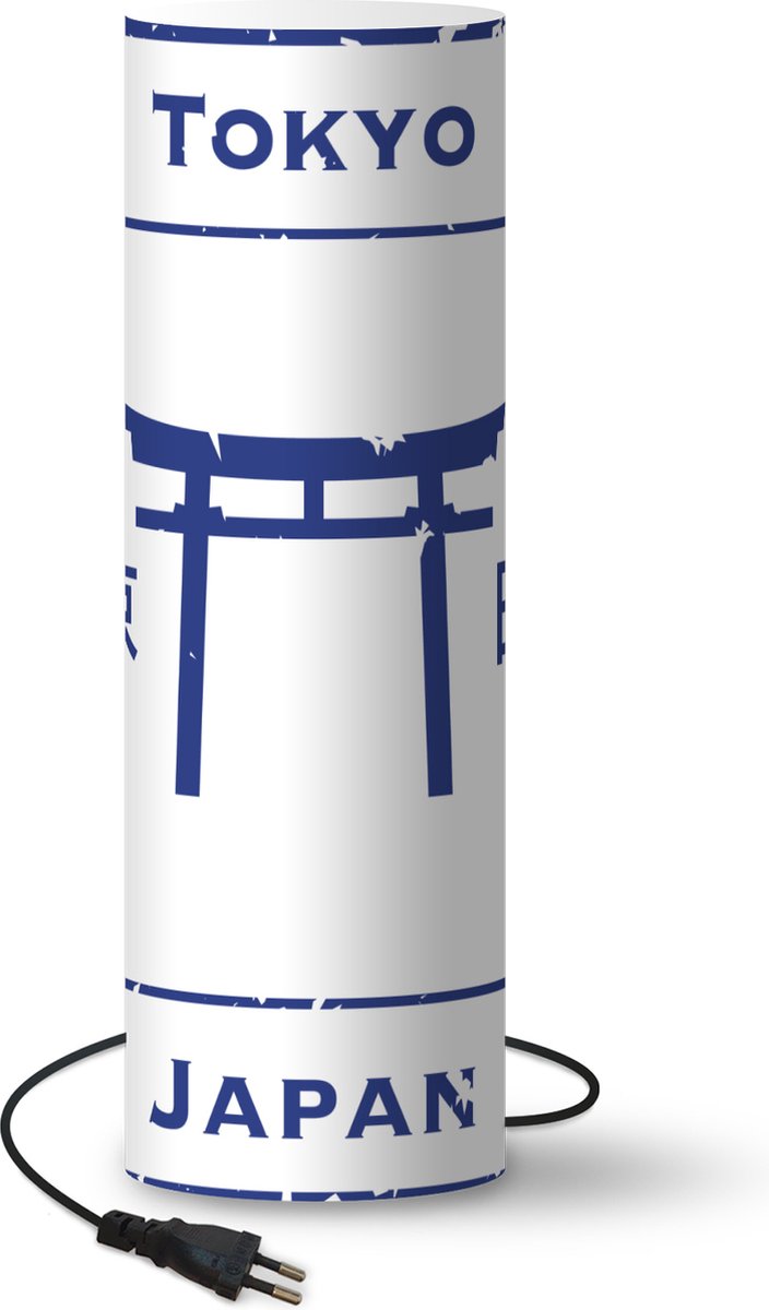 Lamp - Nachtlampje - Tafellamp slaapkamer - Illustratie van een stempel uit Tokyo - 70 cm hoog - Ø22.3 cm - Inclusief LED lamp