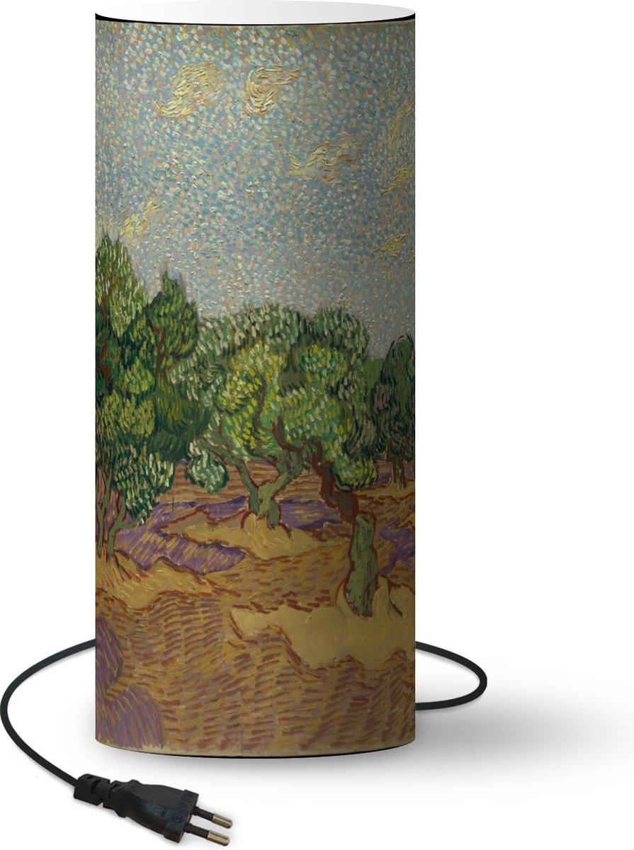 Lamp - Nachtlampje - Tafellamp slaapkamer - Olijfbomen - Vincent van Gogh - 70 cm hoog - Ø29.6 cm - Inclusief LED lamp