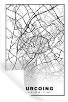 Muurstickers - Sticker Folie - Stadskaart - Tourcoing - Plattegrond - Kaart - Frankrijk - Zwart wit - 40x60 cm - Plakfolie - Muurstickers Kinderkamer - Zelfklevend Behang - Zelfklevend behangpapier - Stickerfolie