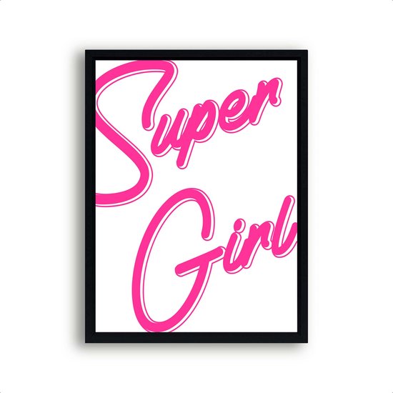 Poster Super Girl - Roze / Motivatie / Teksten / 50x40cm
