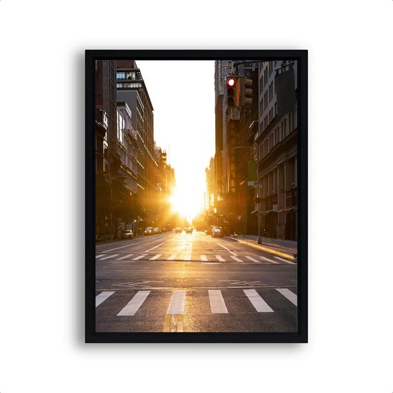 Poster Straat in New York met zonsopgang / Landschap / 30x21cm
