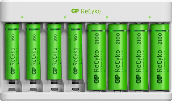GP ReCyko Batterijlader - (USB) E811 8-slot incl. 4 x AA en 4 x AAA -  Oplaadbare... | bol.com
