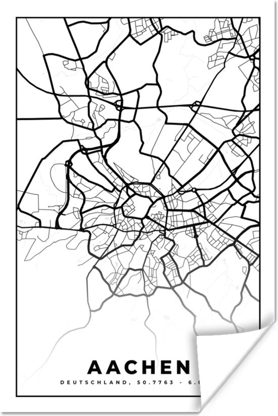 Affiche Aix-la-Chapelle - Carte - Plan de la ville - Carte - 60x90 cm