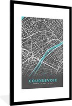 Fotolijst incl. Poster - Courbevoie – Plattegrond – Frankrijk – Kaart – Stadskaart - 80x120 cm - Posterlijst