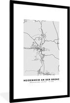 Fotolijst incl. Poster - Duitsland - Kaart - Heidenheim An Der Brenz - Stadskaart - Plattegrond - 80x120 cm - Posterlijst