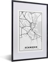 Fotolijst incl. Poster - Kaart - Schwerin - stadskaart - Plattegrond - 40x60 cm - Posterlijst
