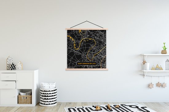 Porte-affiche avec affiche - Affiche scolaire - Saint-Germain-en-Laye - Carte - France - Carte - Plan de la ville - 120x120 cm - Lattes vierges