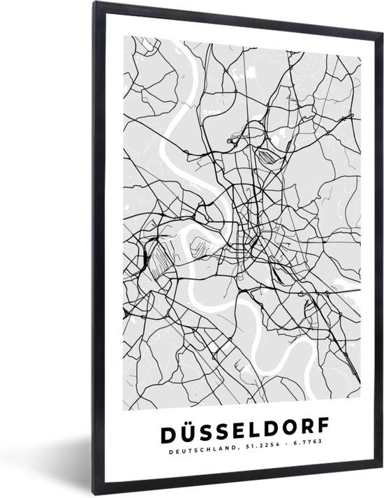 Fotolijst Incl Poster Duitsland Stadskaart Plattegrond D Sseldorf Kaart Bol Com