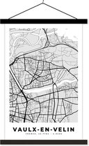 Porte-affiche avec affiche - Affiche scolaire - Vaulx-en-Velin - Carte - France - Carte - Plan de la ville - 60x90 cm - Lattes noires