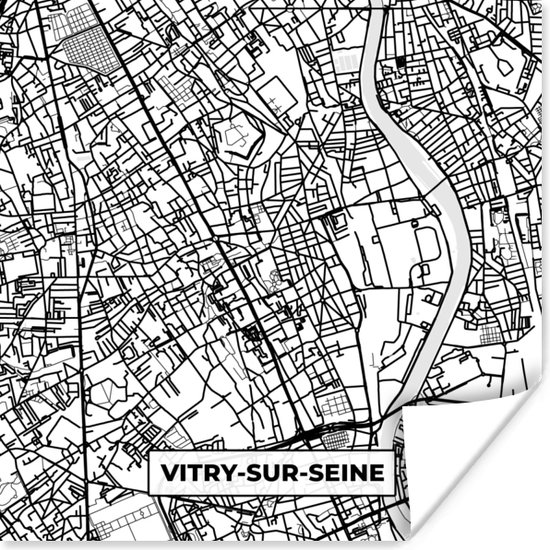 Poster Kaart Plattegrond VitrysurSeine Frankrijk Stadskaart