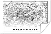 Poster Kaart - Stadskaart - Frankrijk - Bordeaux - Plattegrond - Zwart wit - 180x120 cm XXL
