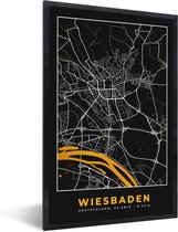 Fotolijst incl. Poster - Wiesbaden - Duitsland - Kaart - Goud - Plattegrond - Stadskaart - 40x60 cm - Posterlijst