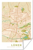 Poster Stadskaart - Lünen - Plattegrond - Kaart - Vintage - 120x180 cm XXL