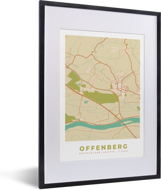 Offenberg Fotolijst incl. Poster - Vintage - Stadskaart - Offenberg - Kaart ...