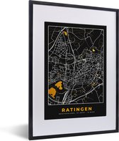 Fotolijst incl. Poster - Black and Gold – Stadskaart – Ratingen – Duitsland – Plattegrond – Kaart - 30x40 cm - Posterlijst