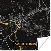 Poster Goud – Duitsland – Plattegrond – Gold – Stadskaart – Kaart – Aschaffenburg - 75x75 cm