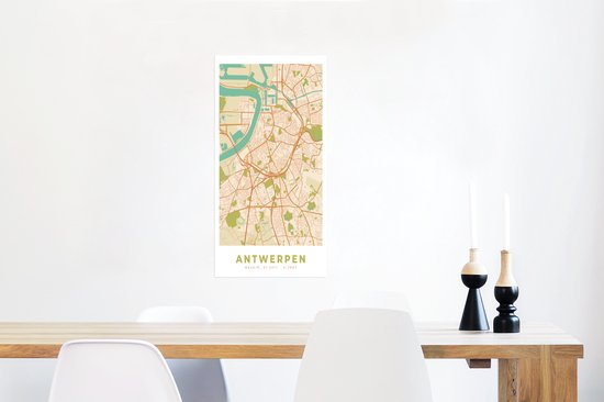 Affiche Anvers - Carte - Plan de la ville - Anvers - Carte - 40x80 cm