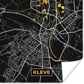 Poster Black and Gold – Stadskaart – Kleve – Duitsland – Plattegrond – Kaart - 50x50 cm