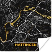 Poster Black and Gold – Stadskaart – Hattingen – Duitsland – Plattegrond – Kaart - 30x30 cm