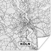 Poster Plattegrond - Köln - Duitsland - Kaart - Stadskaart - 50x50 cm