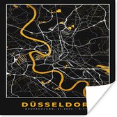 Poster Düsseldorf - Stadskaart - Plattegrond - Kaart - Goud - Duitsland - 75x75 cm