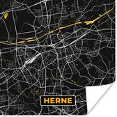 Poster Herne - Stadskaart - Duitsland - Plattegrond - Goud - Kaart - 30x30 cm