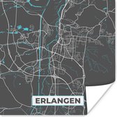 Poster Duitsland – Blauw – Erlangen – Stadskaart – Kaart – Plattegrond - 100x100 cm XXL