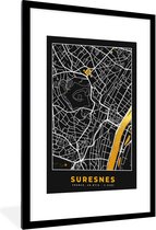 Poster met lijst Frankrijk - Suresnes - Stadskaart - Kaart - Plattegrond - 60x90 cm