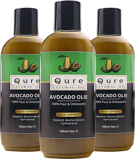 Avocado Olie 100ml| 100% Puur & Onbewerkt | Foodgrade Koudgeperst en niet geraffineerde Avocado Olie voor Haar, Huid en Lichaam - Qure Natural Oil