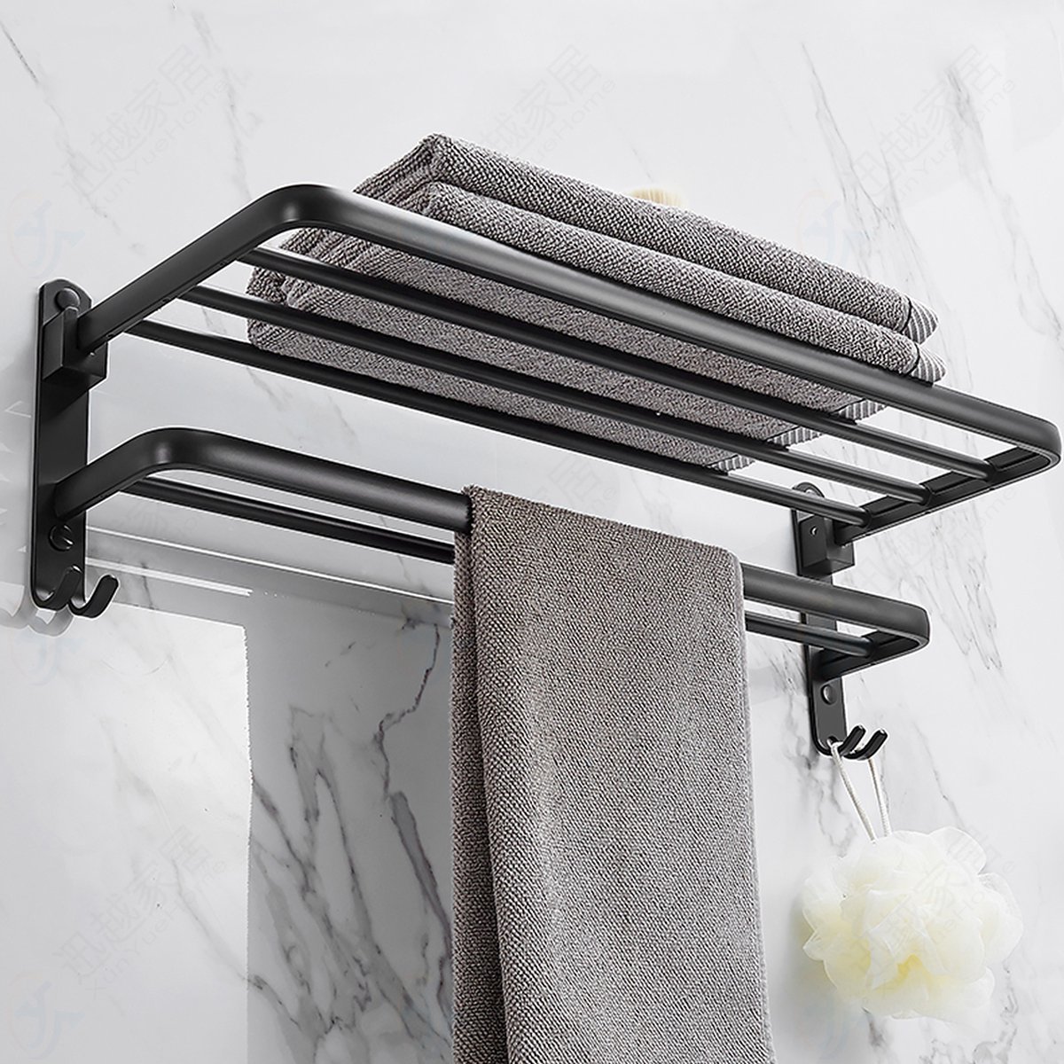 Inklapbaar Handdoekrek Nero 59cm mat zwart