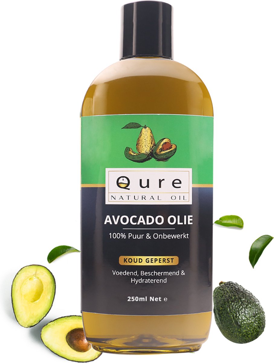 Avocado Olie 250ml | 100% Puur & Onbewerkt | Foodgrade Koudgeperst en niet geraffineerde Avocado Olie voor Haar, Huid en Lichaam