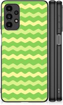 TPU Back Cover Geschikt voor Samsung Galaxy A13 4G Smartphone Hoesje met Zwarte rand Waves Green