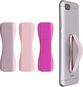 kwmobile vingerhouder voor smartphone - Vingergreep voor telefoon - Zelfklevende finger holder - Set van 3 - In poederroze / roze / roségoud