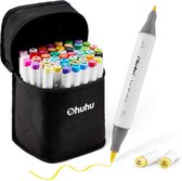 Ohuhu - Alcohol based Art markers Brush & Fine - set van 48 + Blender + etui
