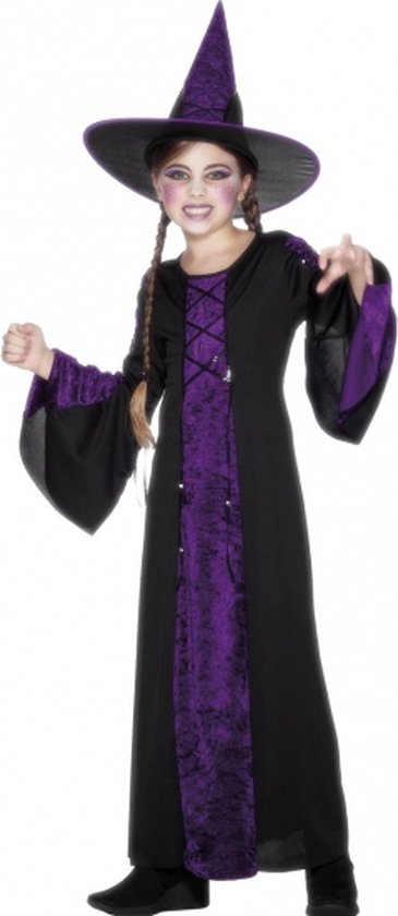 Déguisement Halloween sorcière noir / violet 110-122 (4-6 ans) | bol