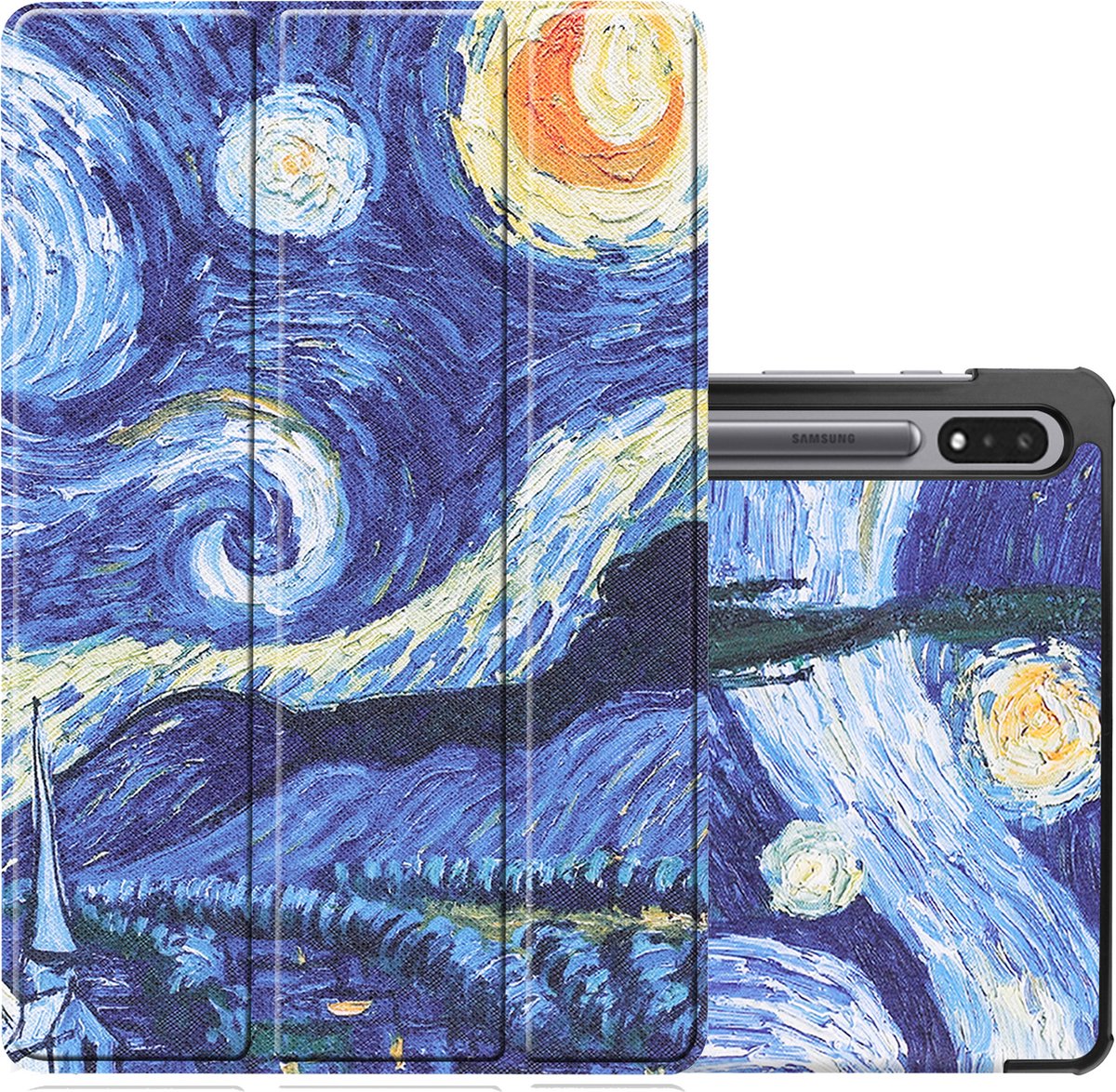 Hoesje Geschikt voor Samsung Galaxy Tab S8 Plus Hoesje Case Hard Cover Hoes Book Case - Sterrenhemel.